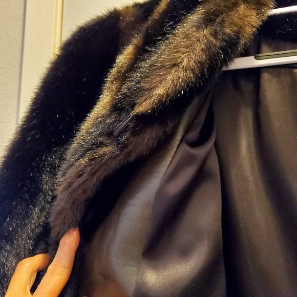 UNISEX Elegant French Designer Tissavel Brown Faux Fur Mink Coat! - Picture 7 of 11